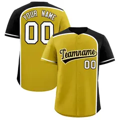 Old Gold Black Color Block Authentic Baseball Jersey