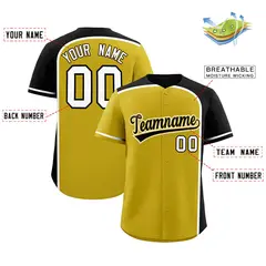 Old Gold Black Color Block Authentic Baseball Jersey 2