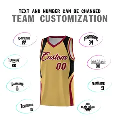Old Gold Black Crimson Color Block Basketball Jersey 4
