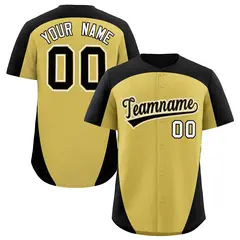 Old Gold Black Edge Color Block Authentic Baseball Jersey