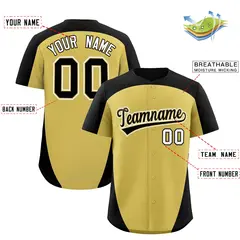 Old Gold Black Edge Color Block Authentic Baseball Jersey 2