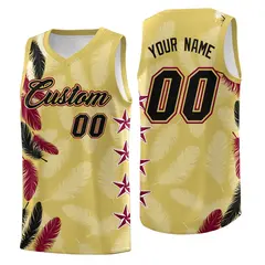 Old Gold Black Feather Series Graffiti Pattern Basketball Jersey 1