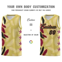 Old Gold Black Feather Series Graffiti Pattern Basketball Jersey 3