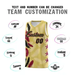 Old Gold Black Feather Series Graffiti Pattern Basketball Jersey 4