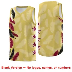 Old Gold Black Feather Series Graffiti Pattern Basketball Jersey 6