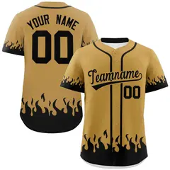 Old Gold Black Flame Graffiti Authentic Baseball Jersey 1