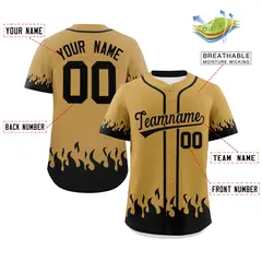 Old Gold Black Flame Graffiti Authentic Baseball Jersey 2