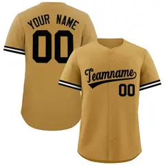 Old Gold Black Full Button Authentic Baseball Jersey 1