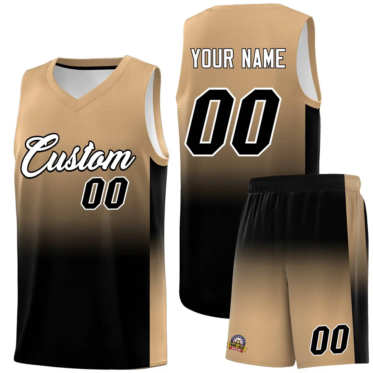 Old Gold Black Gradient Fashion Basketball Jersey