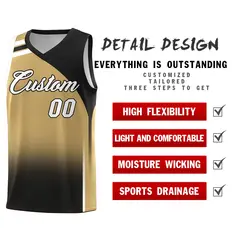 Old Gold Black Gradient Fashion Basketball Jersey 2
