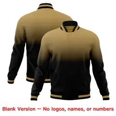 Old Gold Black Gradient Full-Snap Varsity Letterman Jacket 7