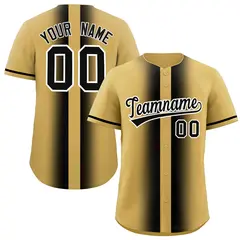 Old Gold Black Gradient Lapel Fashion Baseball Jersey 1