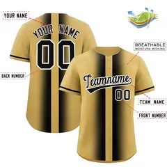 Old Gold Black Gradient Lapel Fashion Baseball Jersey 2