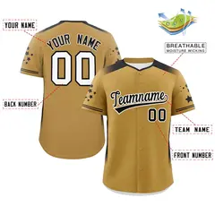 Old Gold Black Gradient Star Pattern Baseball Jersey 2