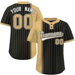 Old Gold Black Gradient Stripe Two-Button Softball Jersey 1