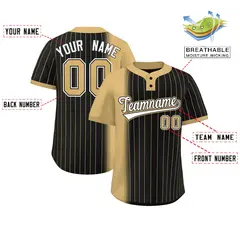 Old Gold Black Gradient Stripe Two-Button Softball Jersey 2