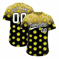 Old Gold Black Graffiti Gradient Smile Baseball Jersey