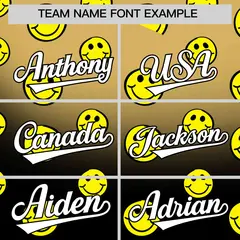 Old Gold Black Graffiti Gradient Smile Baseball Jersey 3