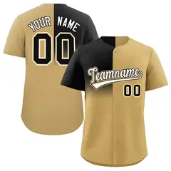 Old Gold Black Half Gradient Authentic Baseball Jersey
