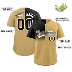 Old Gold Black Half Gradient Authentic Baseball Jersey 2