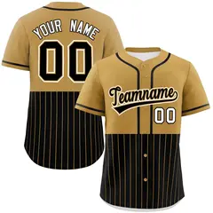 Old Gold Black Half Stripe Authentic Baseball Jersey 1