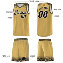 Old Gold Black Indians Print Basketball Uniform Jersey 5