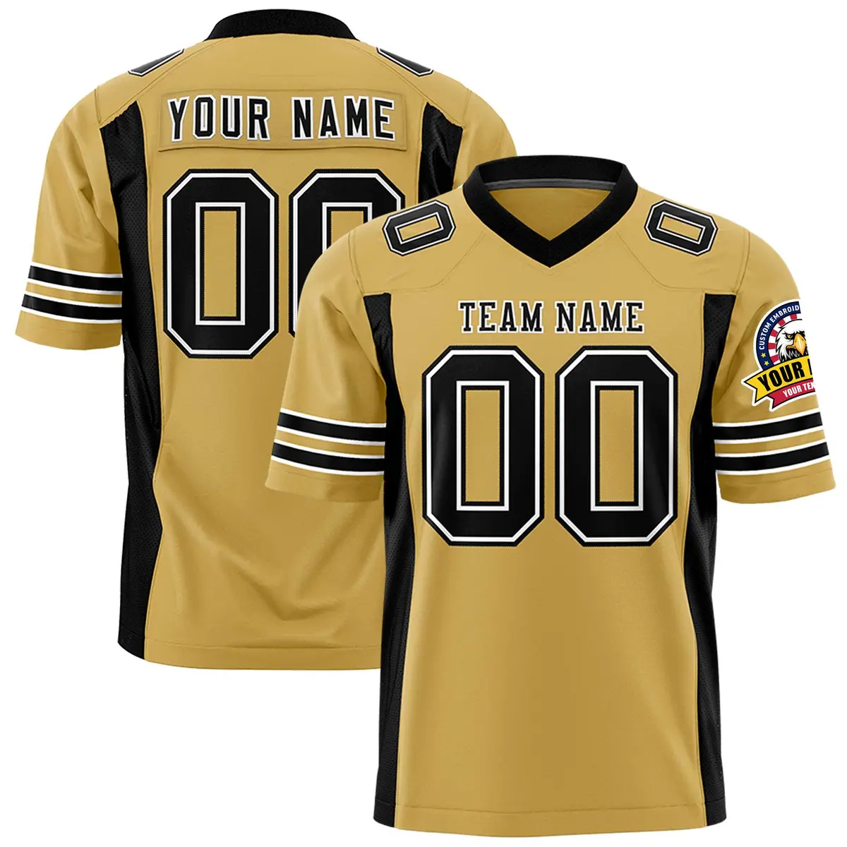 Old Gold Black Insert Color Authentic Football Jersey