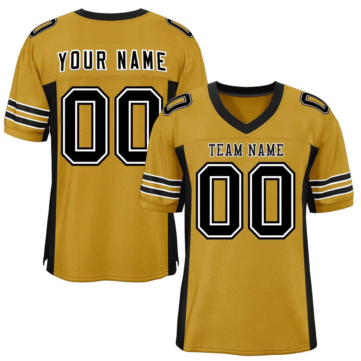 Old Gold Black Insert Color Mesh Authentic Football Jersey