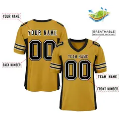 Old Gold Black Insert Color Mesh Authentic Football Jersey 2