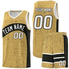 Old Gold Black Irregular Dot Graffiti Basketball Jersey 1