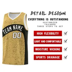 Old Gold Black Irregular Dot Graffiti Basketball Jersey 2