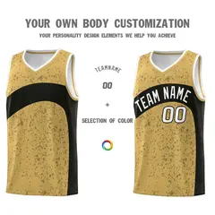 Old Gold Black Irregular Dot Graffiti Basketball Jersey 3