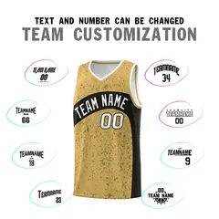 Old Gold Black Irregular Dot Graffiti Basketball Jersey 4