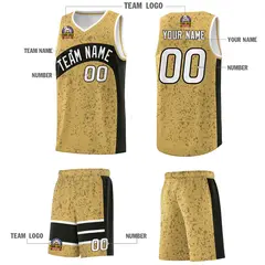 Old Gold Black Irregular Dot Graffiti Basketball Jersey 5