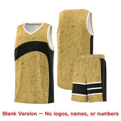 Old Gold Black Irregular Dot Graffiti Basketball Jersey 7