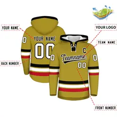 Old Gold Black Lace-Up Neck Classic Hockey Hoodie 2