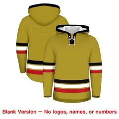 Old Gold Black Lace-Up Neck Classic Hockey Hoodie 7
