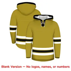 Old Gold Black Lace-Up Neck Classic Hockey Hoodie 7