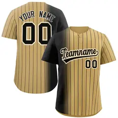 Old Gold Black Pinstripe Gradient Baseball Jersey 1