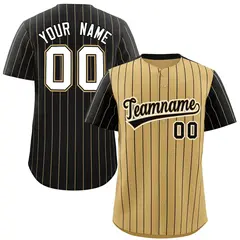 Old Gold Black Pinstripe Raglan Baseball Jersey 1