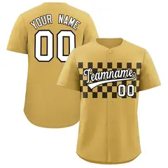 Old Gold Black Plaid Fashion Authentic Baseball Jersey