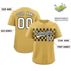 Old Gold Black Plaid Fashion Authentic Baseball Jersey 2