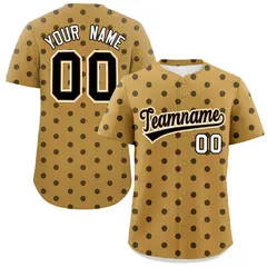 Old Gold Black Polka Dot Graffiti Authentic Baseball Jersey 1