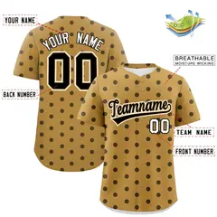 Old Gold Black Polka Dot Graffiti Authentic Baseball Jersey 2