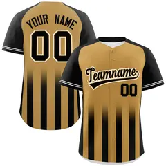 Old Gold Black Raglan Gradient Thick Stripe Baseball Jersey 1