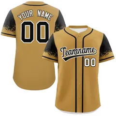 Old Gold Black Raglan Sleeves Authentic Baseball Jersey 1