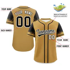 Old Gold Black Raglan Sleeves Authentic Baseball Jersey 2
