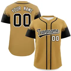 Old Gold Black Raglan Sleeves Authentic Baseball Jersey 1