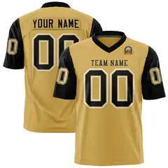 Old Gold Black Raglan Sleeves Authentic Football Jersey