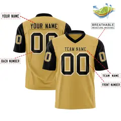 Old Gold Black Raglan Sleeves Authentic Football Jersey 2